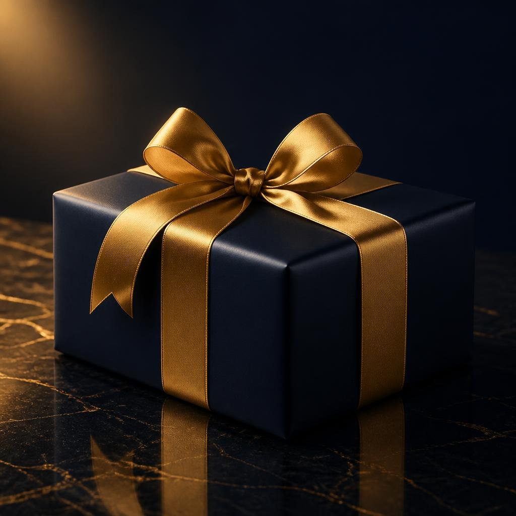 Anniversary gift box in navy and gold